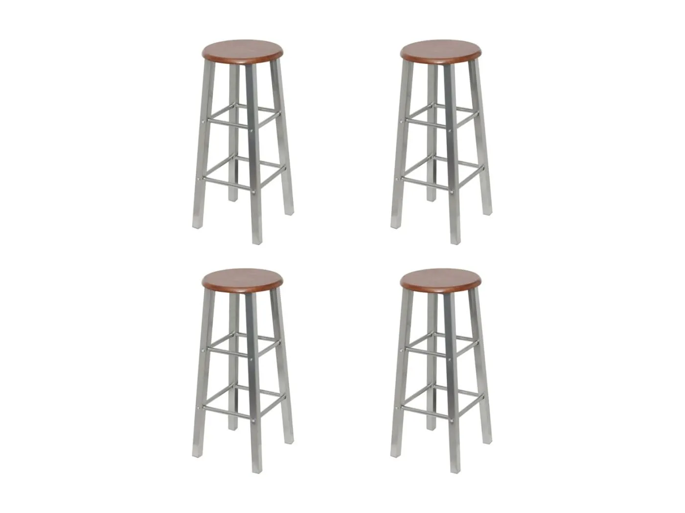 Barhocker 4 Stk. Silbern und Braun MDF