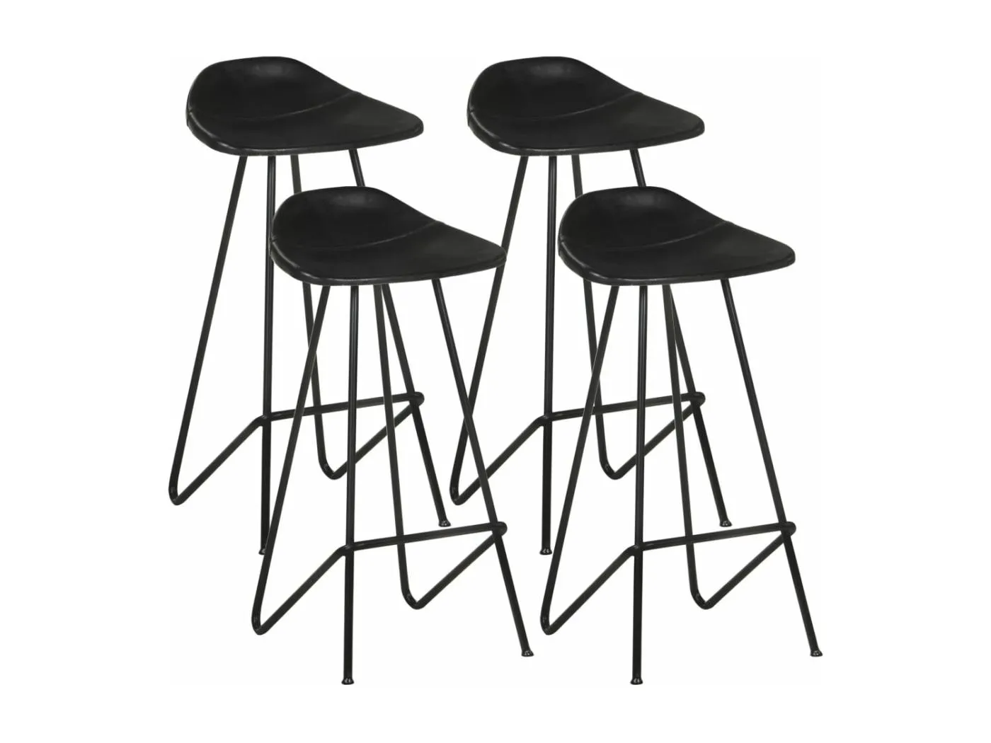 Barhocker 4 Stk. Schwarz Echtleder