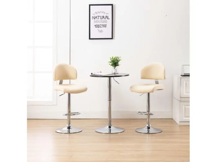 Barhocker 2 Stk. Cremeweiß Kunstleder