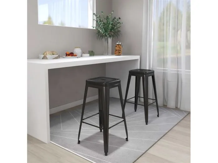 Barhocker Stapelbar 2 Stk. Schwarz Metall