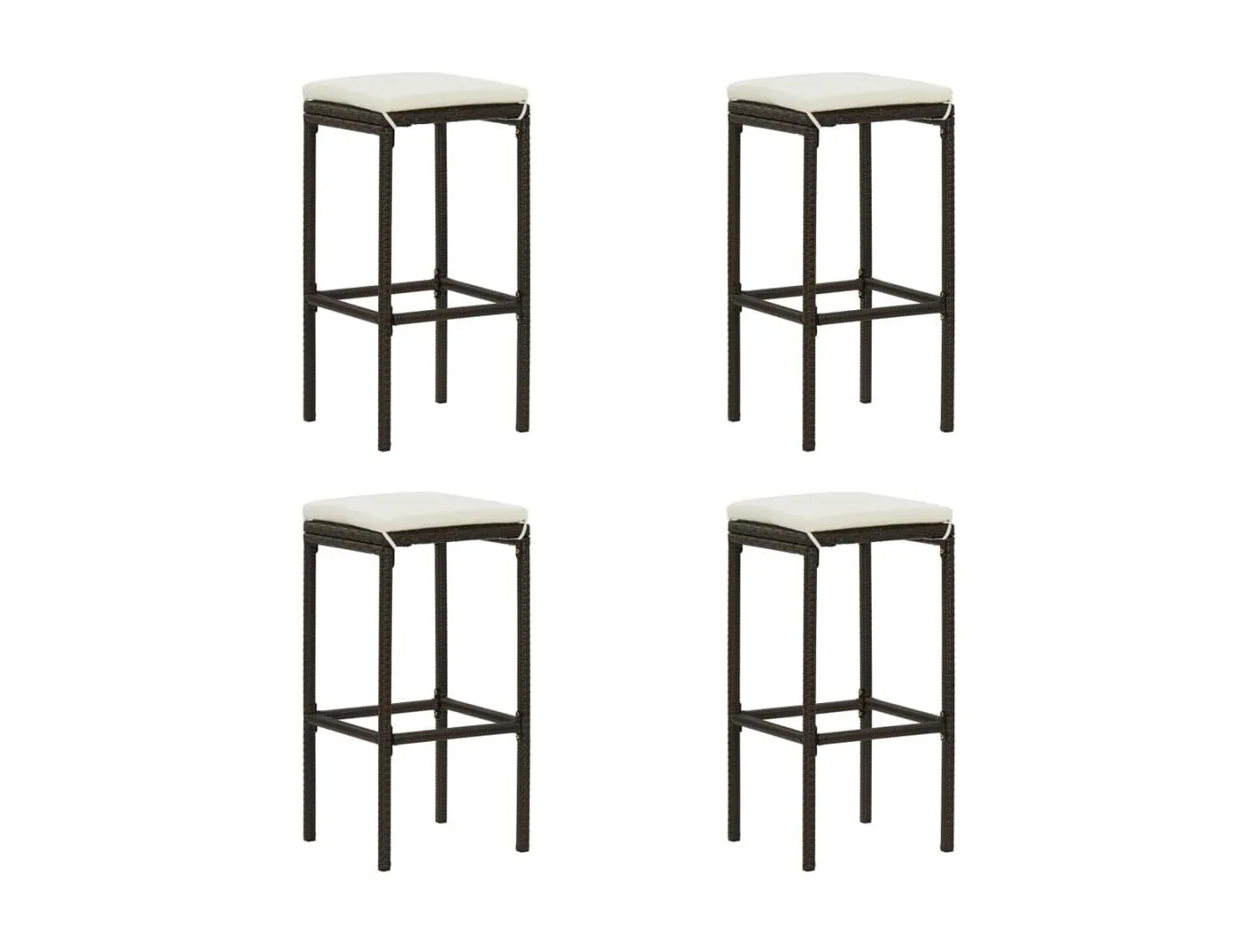 Barhocker mit Kissen 4 Stk. Braun Poly Rattan