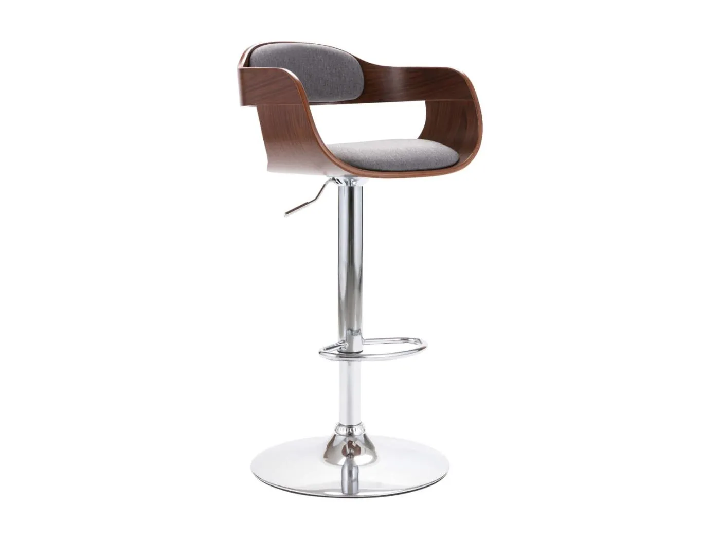 Barhocker Sperrholz und Grauer Stoff