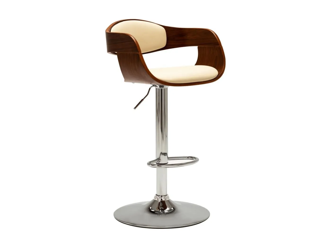 Barhocker Cremeweiß Bugholz und Kunstleder