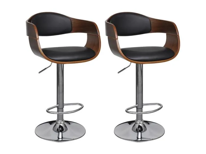 Barhocker 2 Stk. Bugholz und Kunstleder