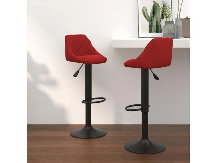 Barhocker 2 Stk. Weinrot Samt