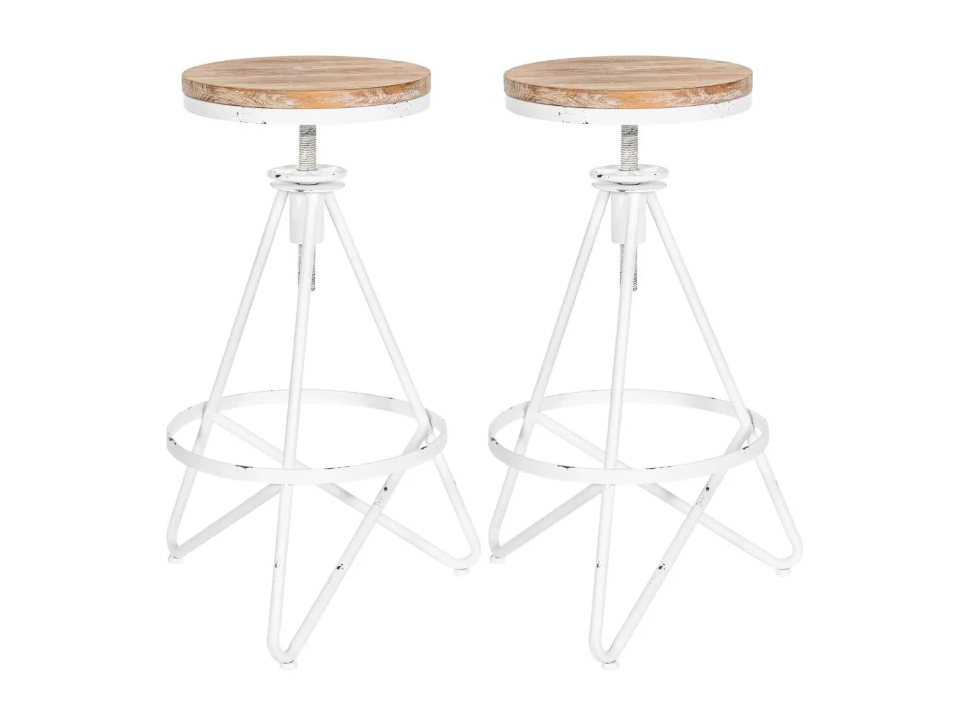 2er Set Barhocker - Metall - antik weiß - Karla