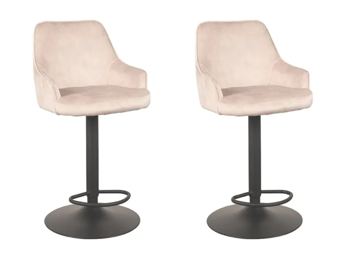 Barhocker Fender - Natur - Samt - 42 x 40cm - 2er-Set