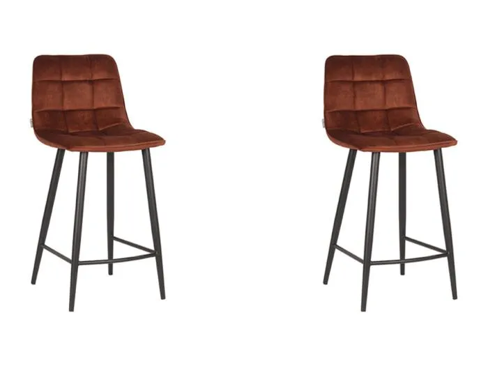 Barhocker Jelt - Rost - Velours - 2er-Set