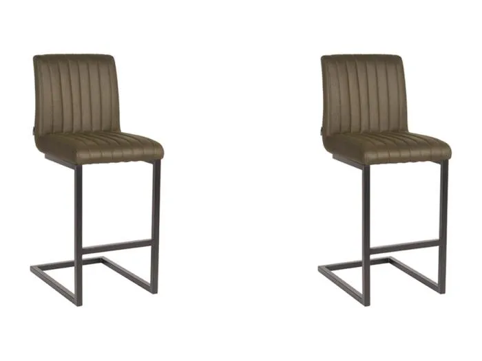 Barhocker Milo - Armeegrün - Mikrofaser - 2er-Set