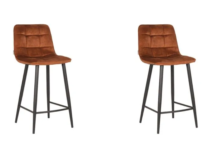 Barhocker Jelt - Ocker - Velours - 2er-Set