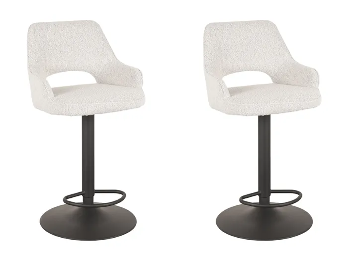 Barhocker Fer - Weiß - Boucle - 47 x 45cm - 2er-Set