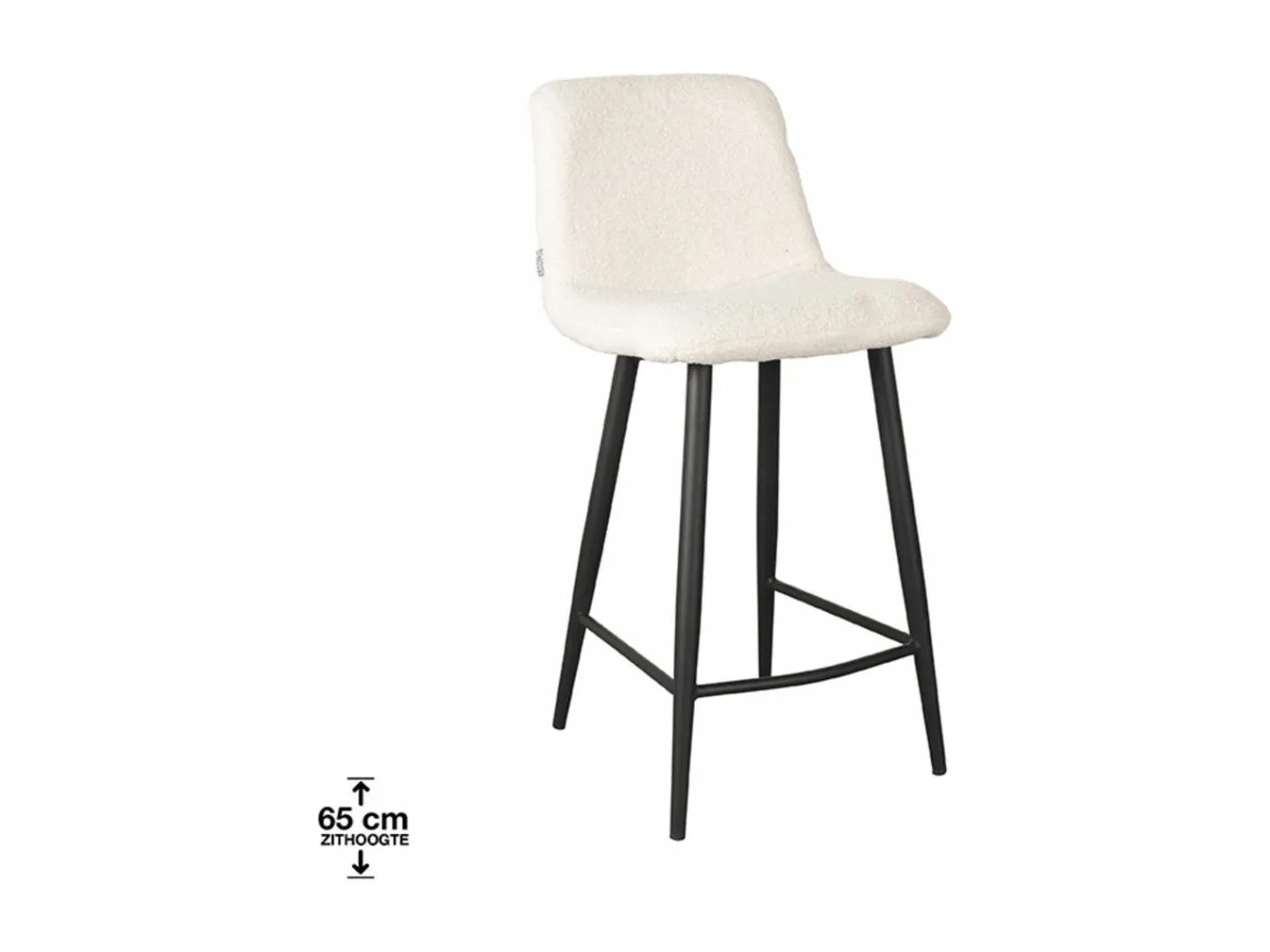 Barhocker Jep - 45x48x94cm - Elfenbein Teddy - 2er-Set