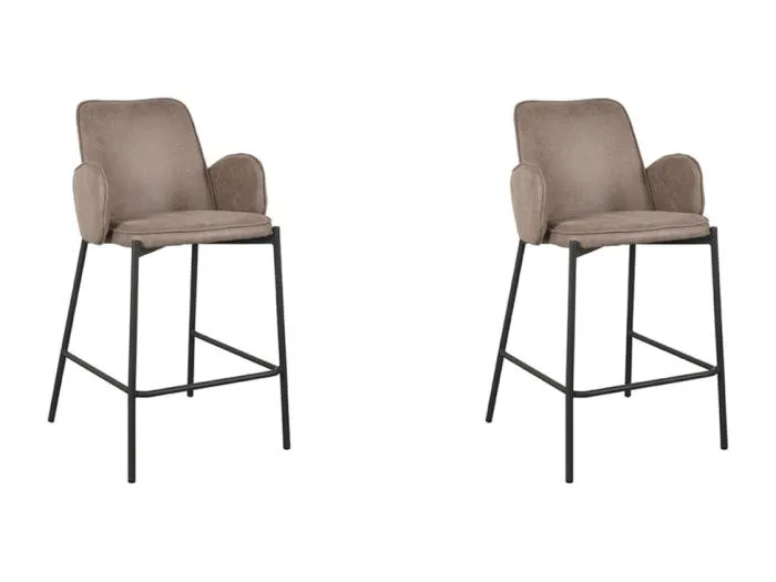 Barhocker Joni - Taupe - Micro Suede - Sitzhöhe 65 cm - 2er Set
