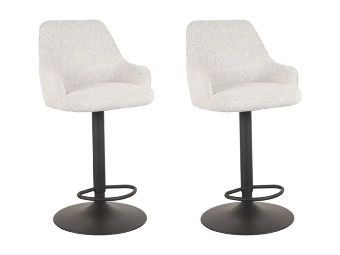 Barhocker Fender - Weiß - Boucle - 42 x 40cm - 2er-Set