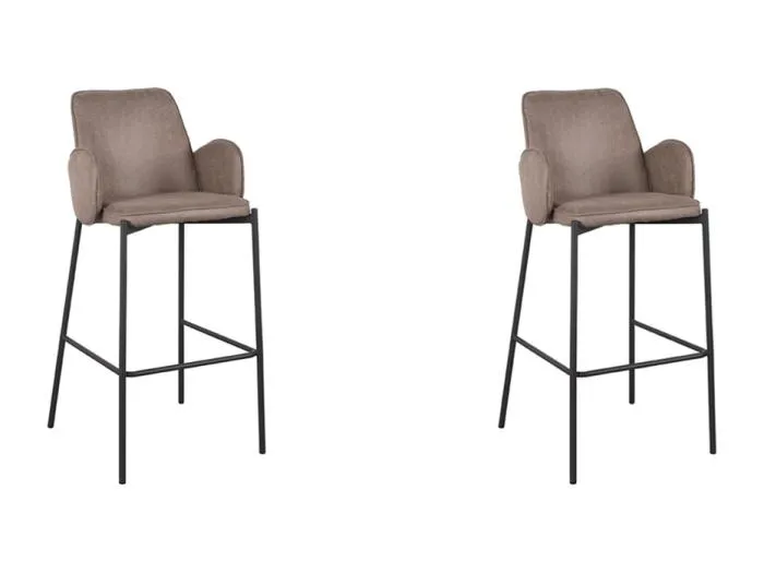 Barhocker Joni - Taupe - Micro Suede - Sitzhöhe 78 cm - 2er Set