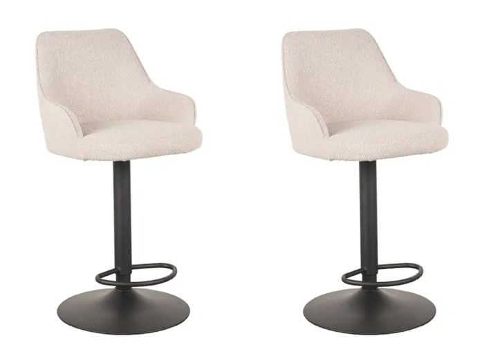 Barhocker Fender - Natur - Boucle - 42 x 40cm - 2er-Set