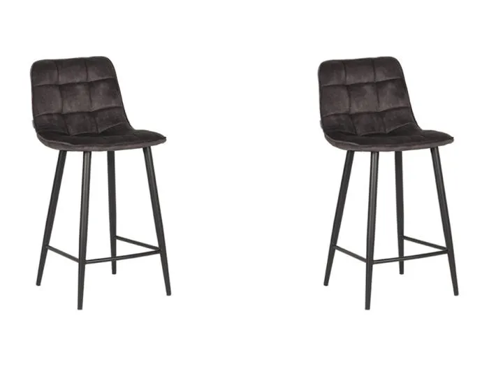 Barhocker Jelt - Anthrazit - 45x48x94 cm - Samt - 2er-Set