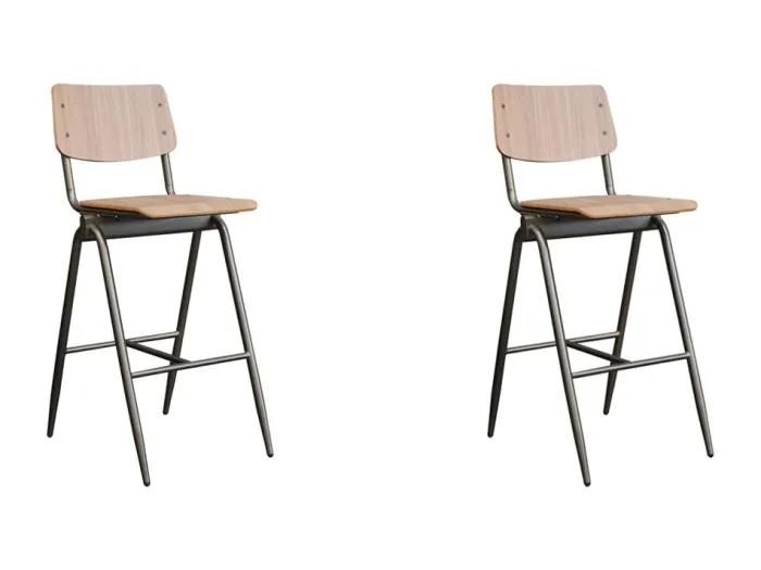 Barhocker Massiv - Braun - Holz - Sitzhöhe 75 - 2er Set