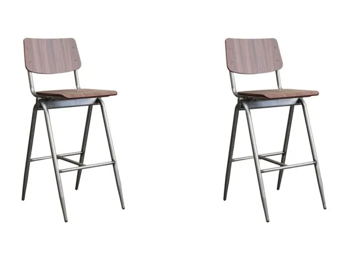 Barhocker Massiv - Dunkelbraun - Holz - Sitzhöhe 75 - 2er Set