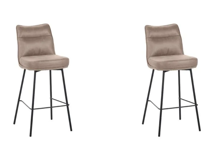 Barhocker Lennon - Taupe - Micro Suede - 2er-Set