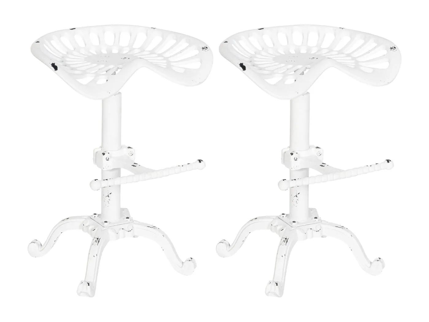 2er Set Barhocker - Metall & antik-hell - antik weiß - Butch