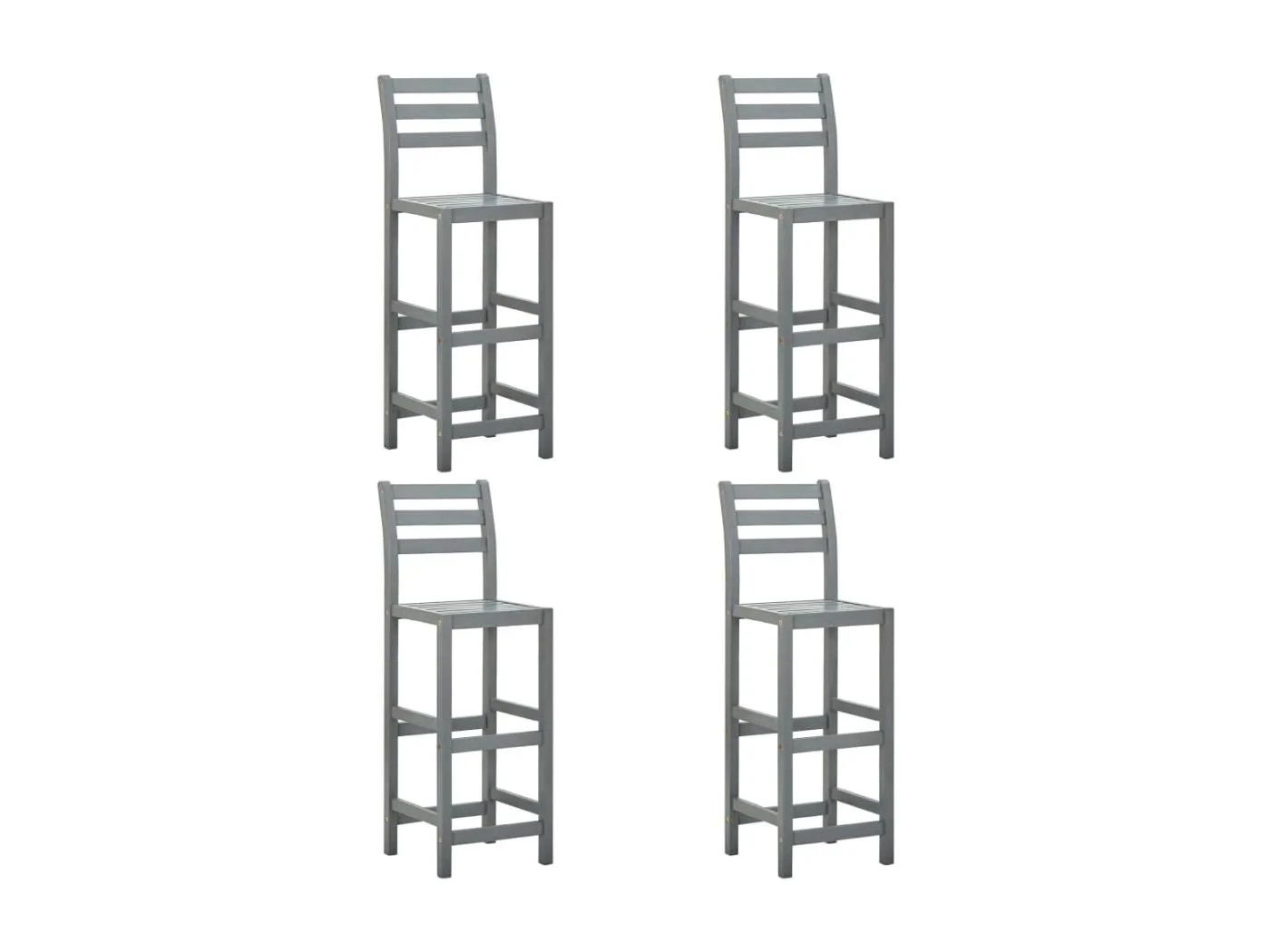 Barhocker 4 Stk. Grau Massivholz Akazie