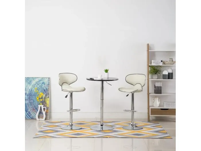 Barhocker 2 Stk. Creme Kunstleder