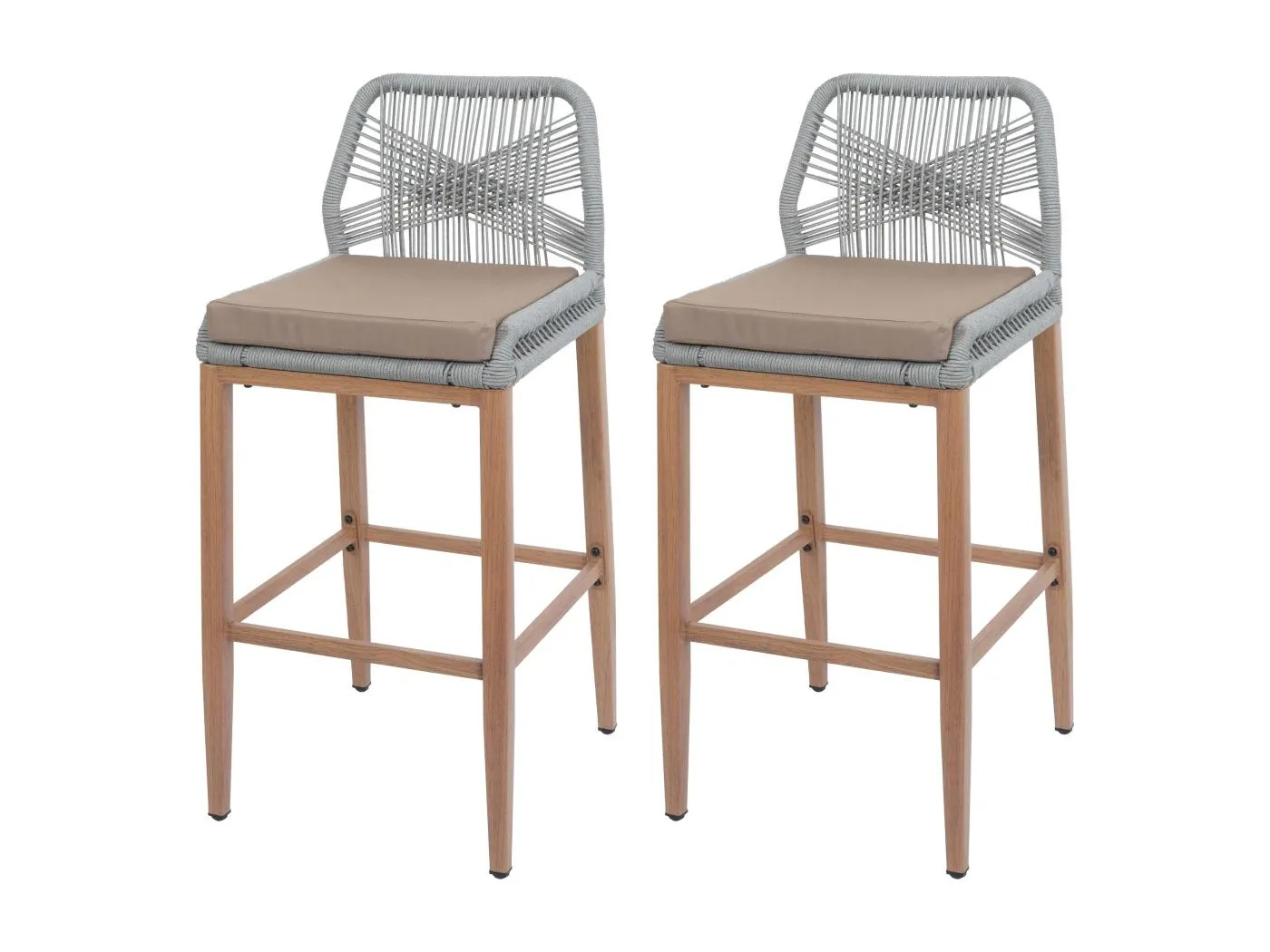 Barhocker MCW-O21 (2er-Set), Hellgrau, Kissen taupe