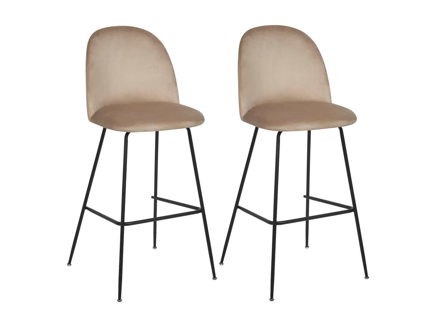 Barstühle 2er Set aus Samtstoff beige / taupe schwarze Beine modern Arcola