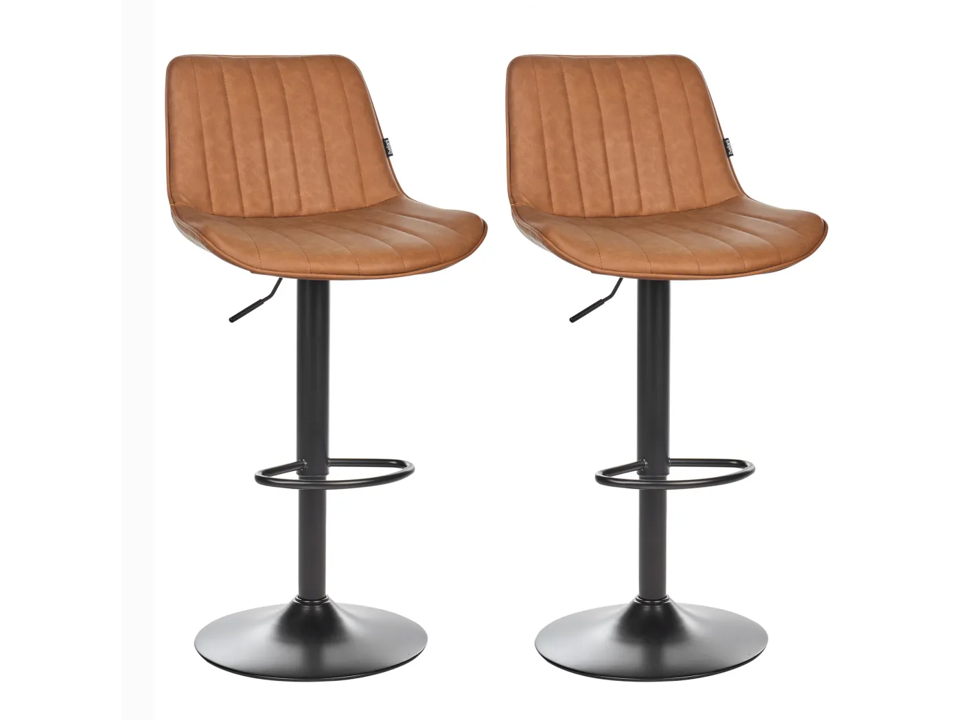 Barhocker 2er Set Kunstleder braun Metallgestell höhenverstellbar Dubrovnik