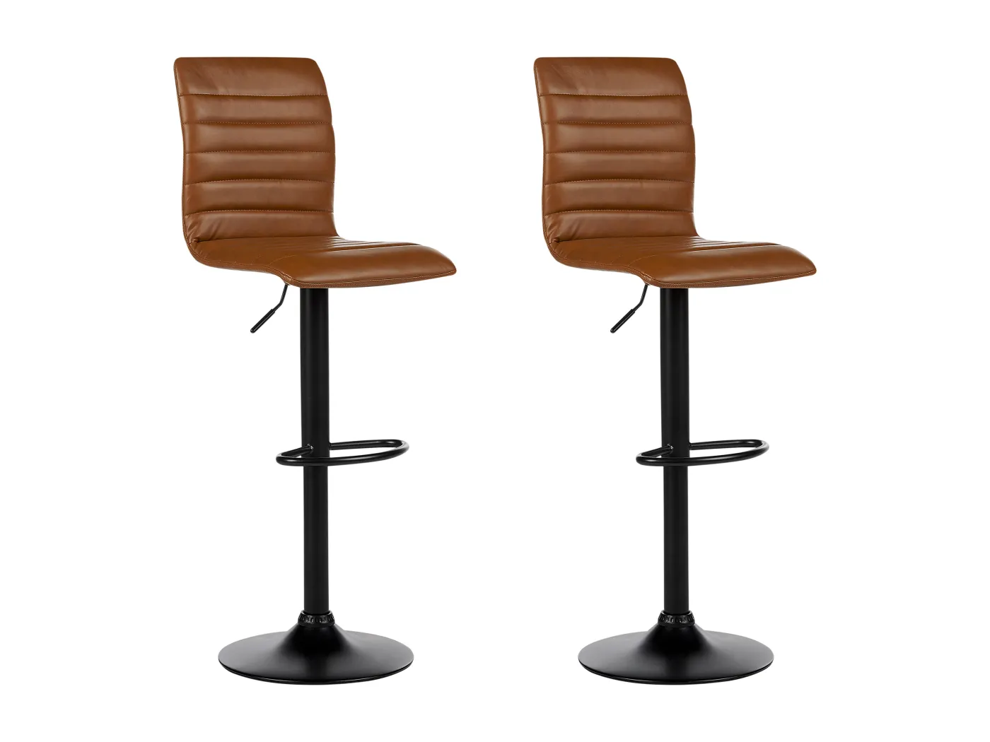 Barhocker 2er Set Kunstleder braun Metallgestell Fußstütze schwarz Lucerne II