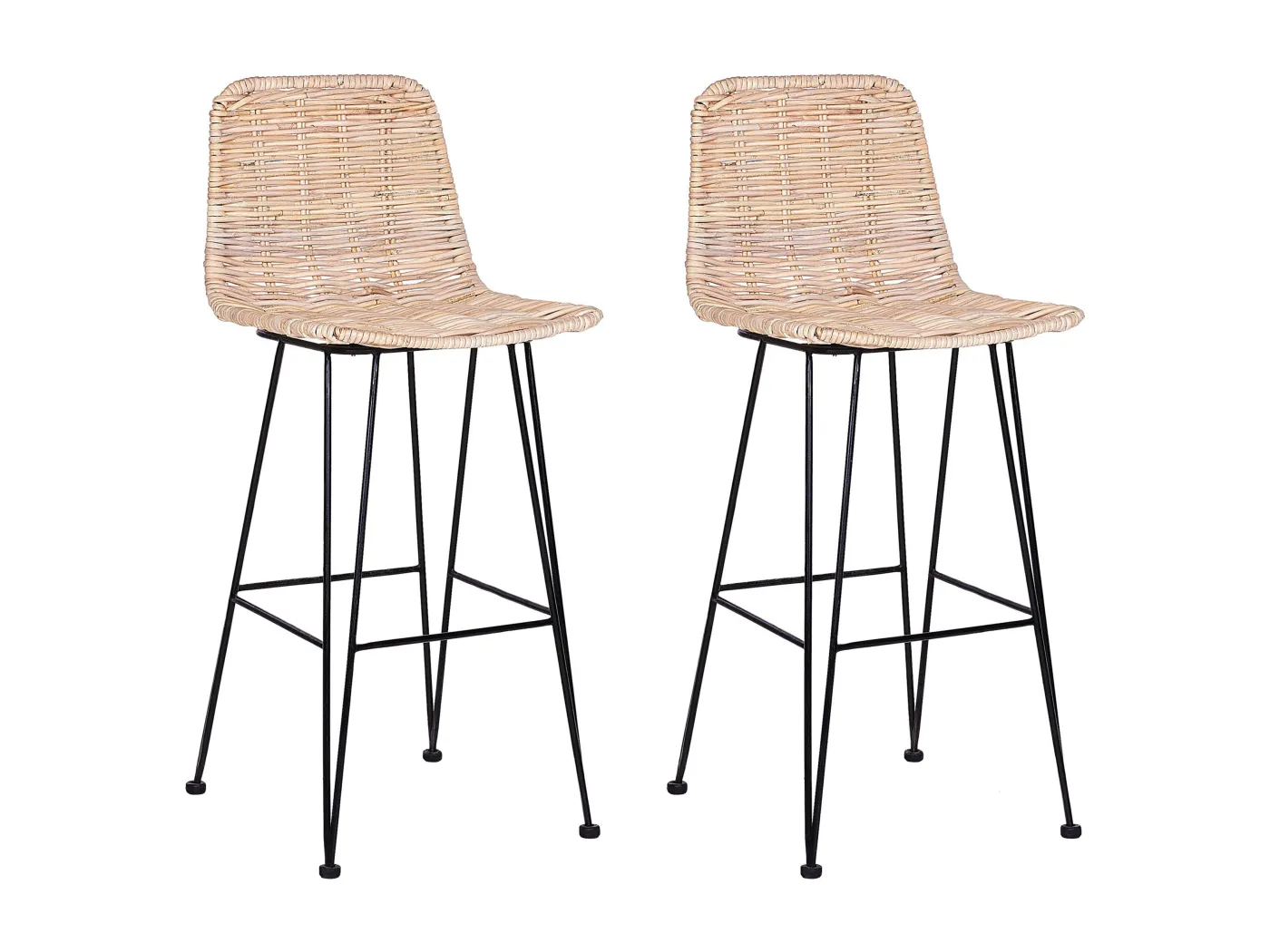 Außergewöhnlicher Hocker aus Rattan in Sandbeige 2er Set Cassita