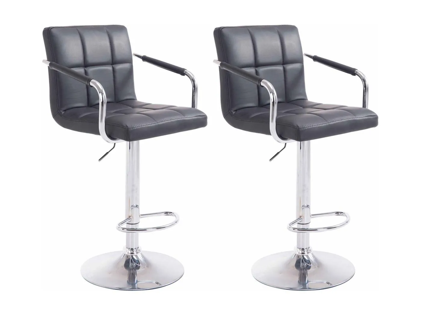 2er Set Barhocker - Kunstleder & Metall - schwarz - Lucy V2