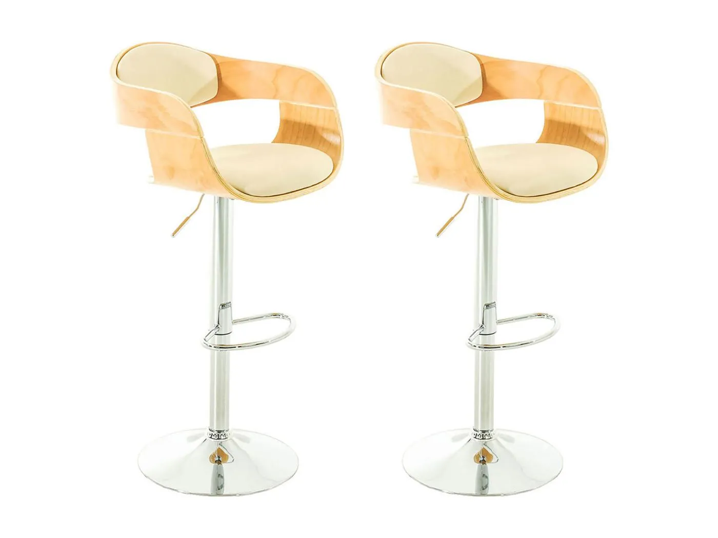 2er Set Barhocker - Kunstleder - natura/creme - Kingston