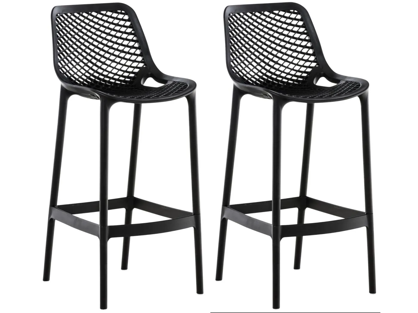 2er Set Barhocker - Kunststoff - schwarz - Air