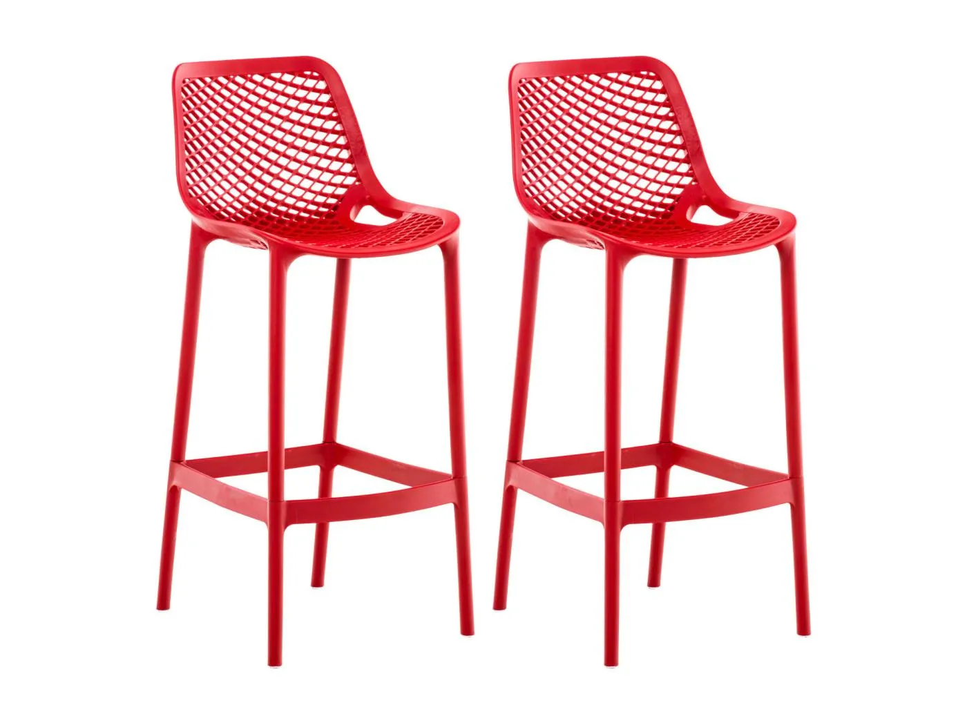 2er Set Barhocker - Kunststoff - rot - Air