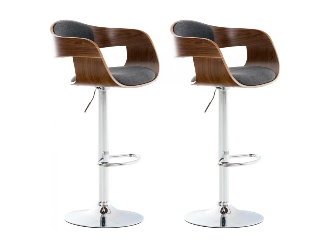 2er Set Barhocker - Stoff - walnuss/dunkelgrau - Kingston
