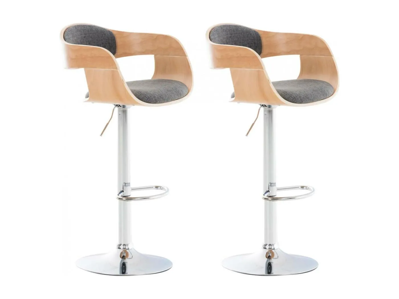 2er Set Barhocker - Stoff - natura/hellgrau - Kingston