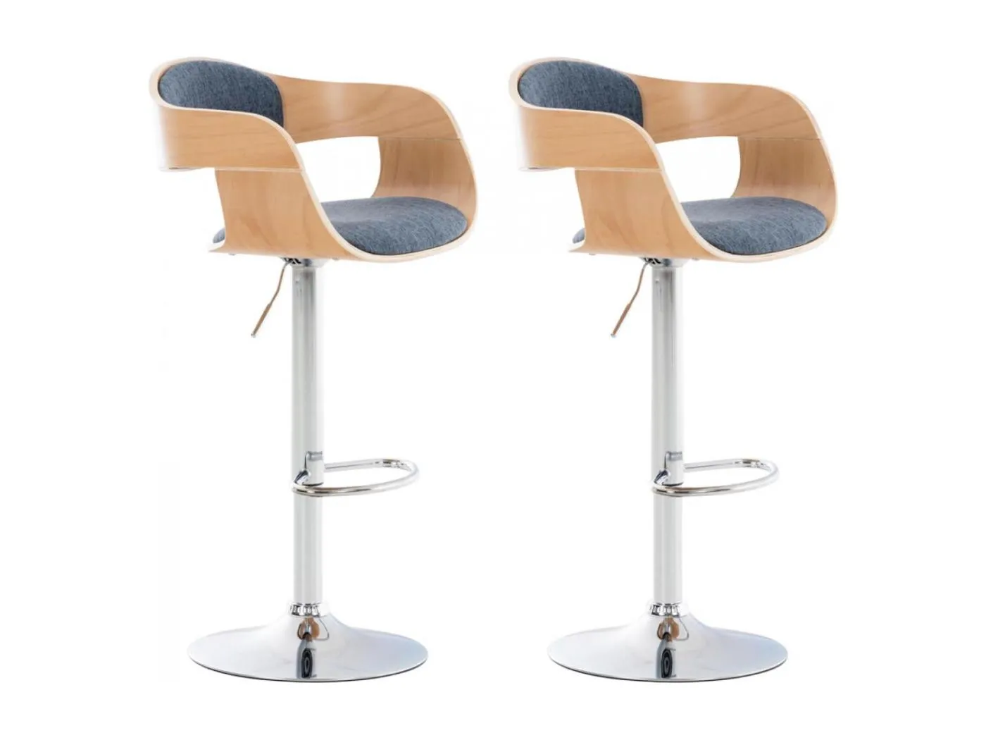 2er Set Barhocker - Stoff - natura/blau - Kingston