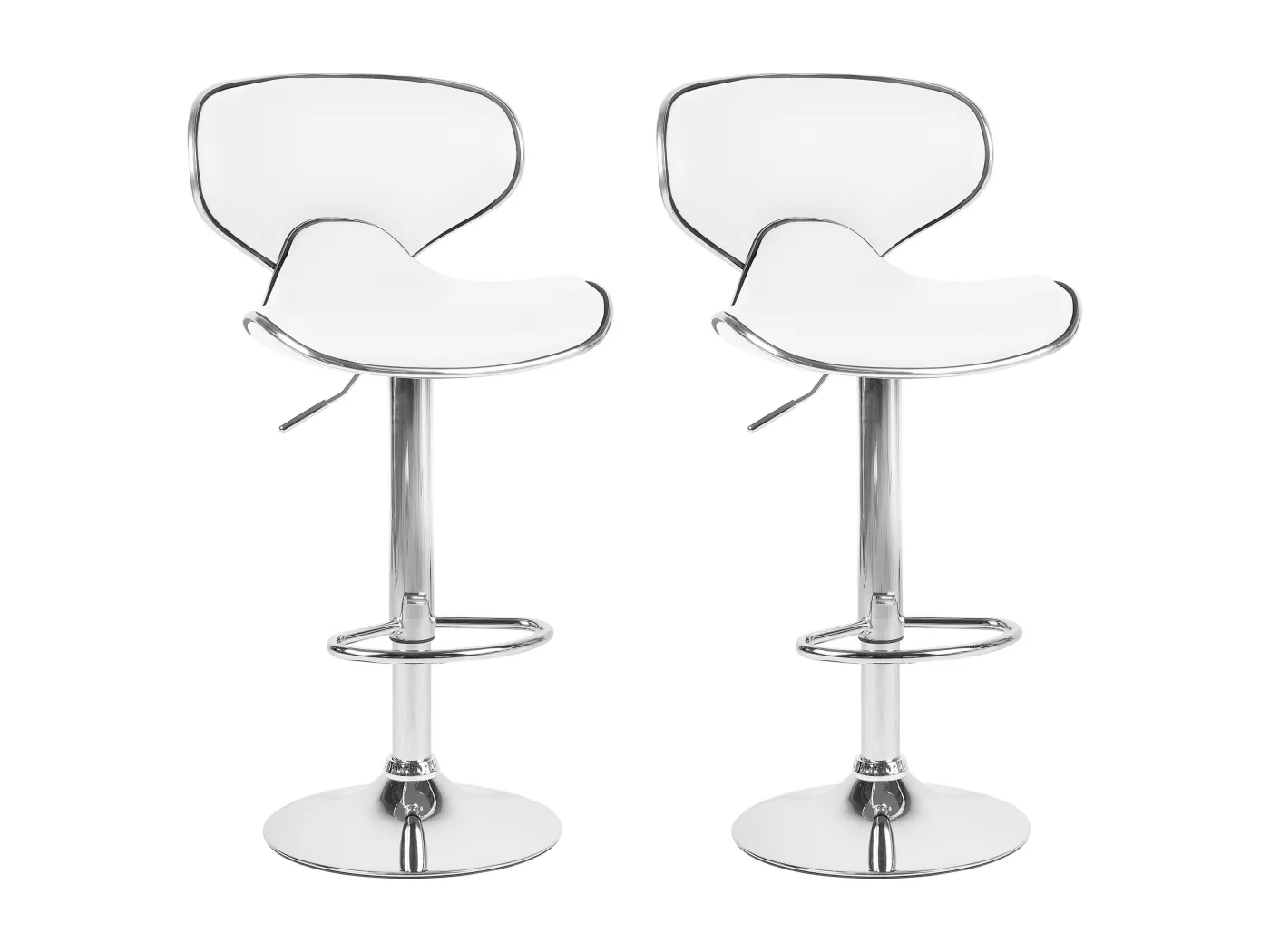 Barhocker 2er Set Kunstleder weiß Metallgestell silber höhenverstellbar Conway