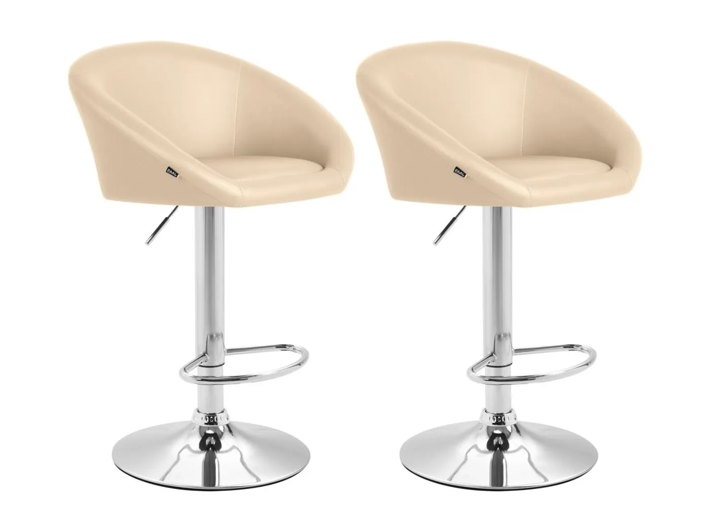 2er Set Barhocker - Kunstleder & Metall in Chromoptik - creme - Miami V2