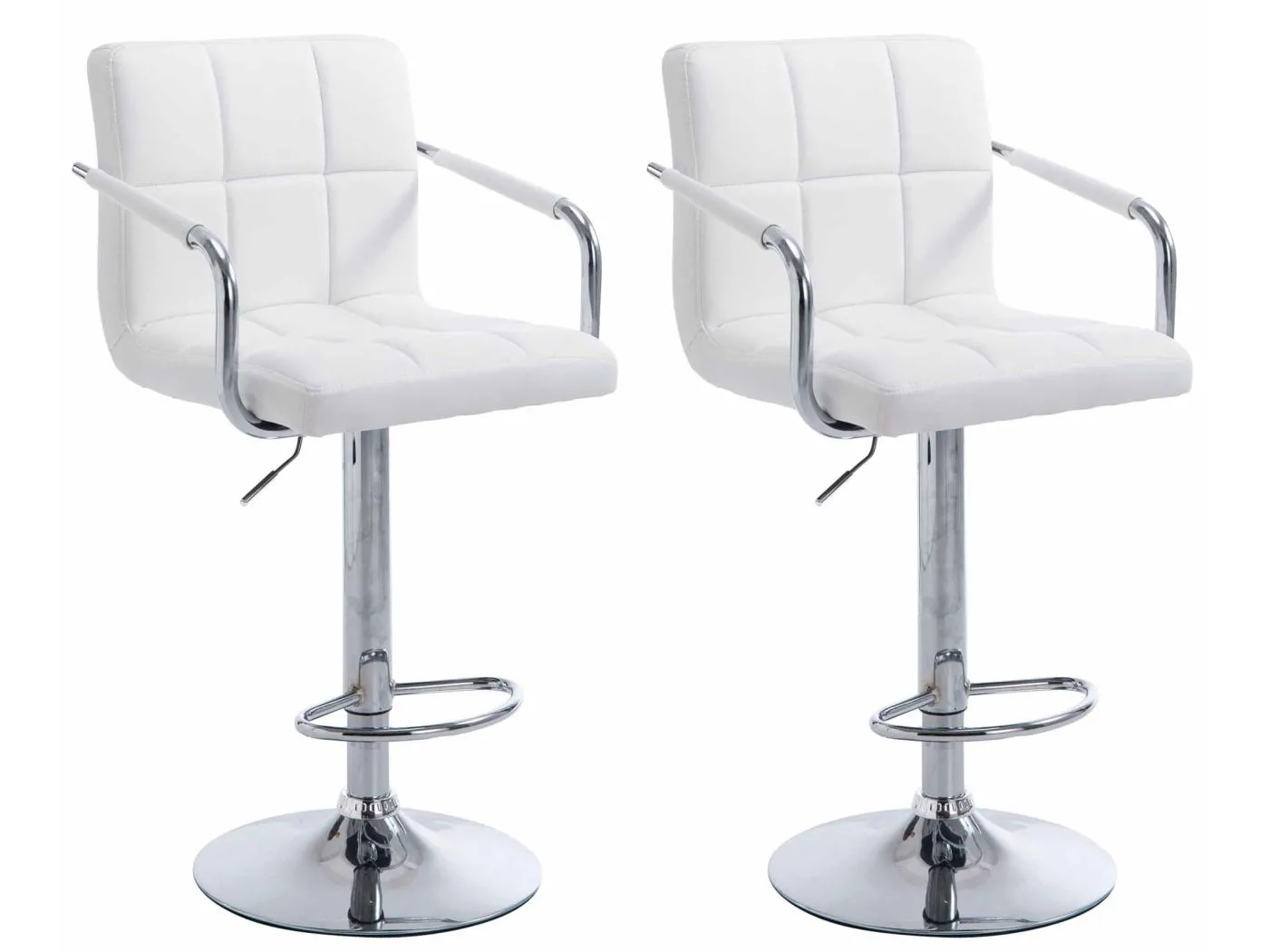 2er Set Barhocker - Kunstleder & Metall - weiß - Lucy V2