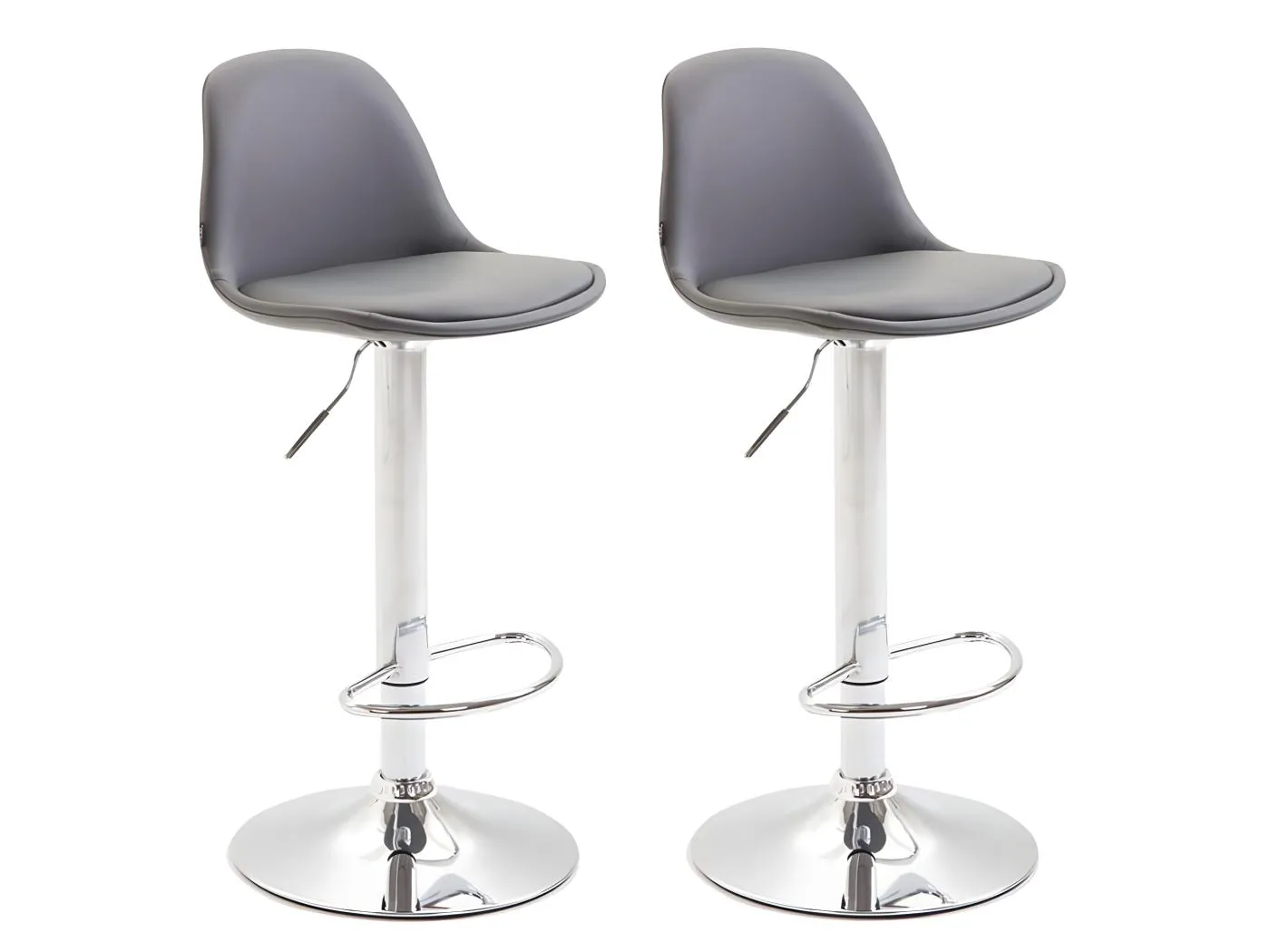 2er Set Barhocker - Kunstleder & Metall in Chromoptik - grau - Kiel