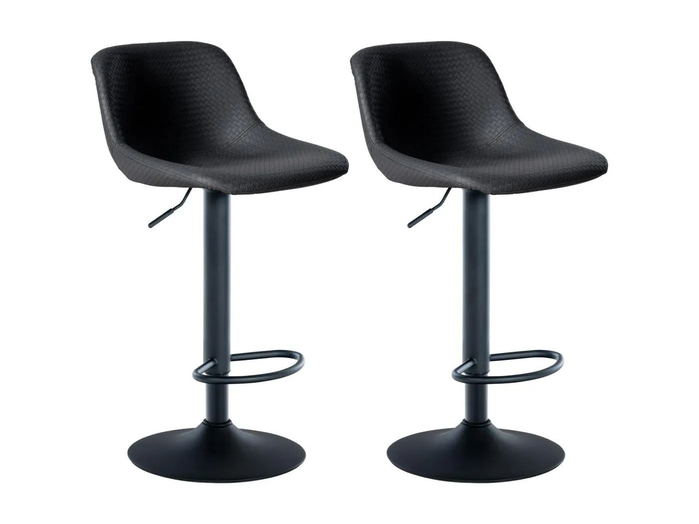 2er Set Barhocker - Kunstleder - schwarz - Loft