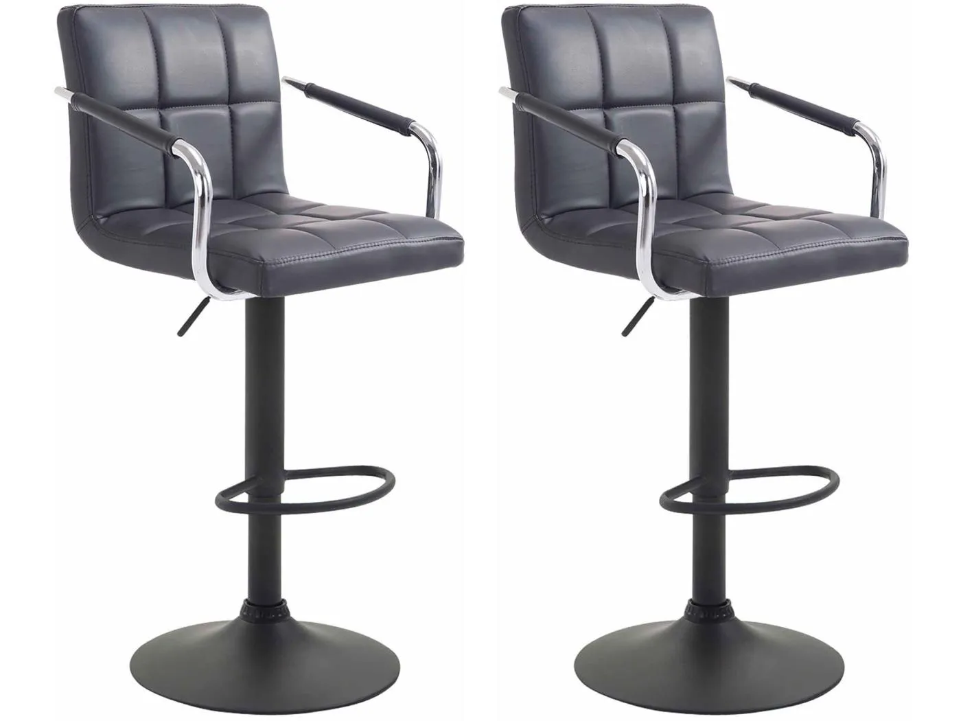 2er Set Barhocker - Kunstleder & schwarz - schwarz - Lucy V2