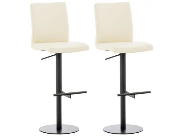 2er Set Barhocker - Kunstleder & schwarz - creme - Cadiz