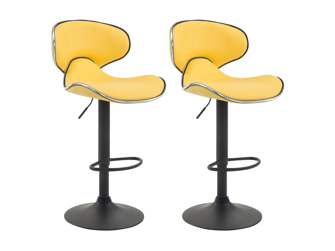 2er Set Barhocker - Kunstleder & schwarz - gelb - Las Vegas v2