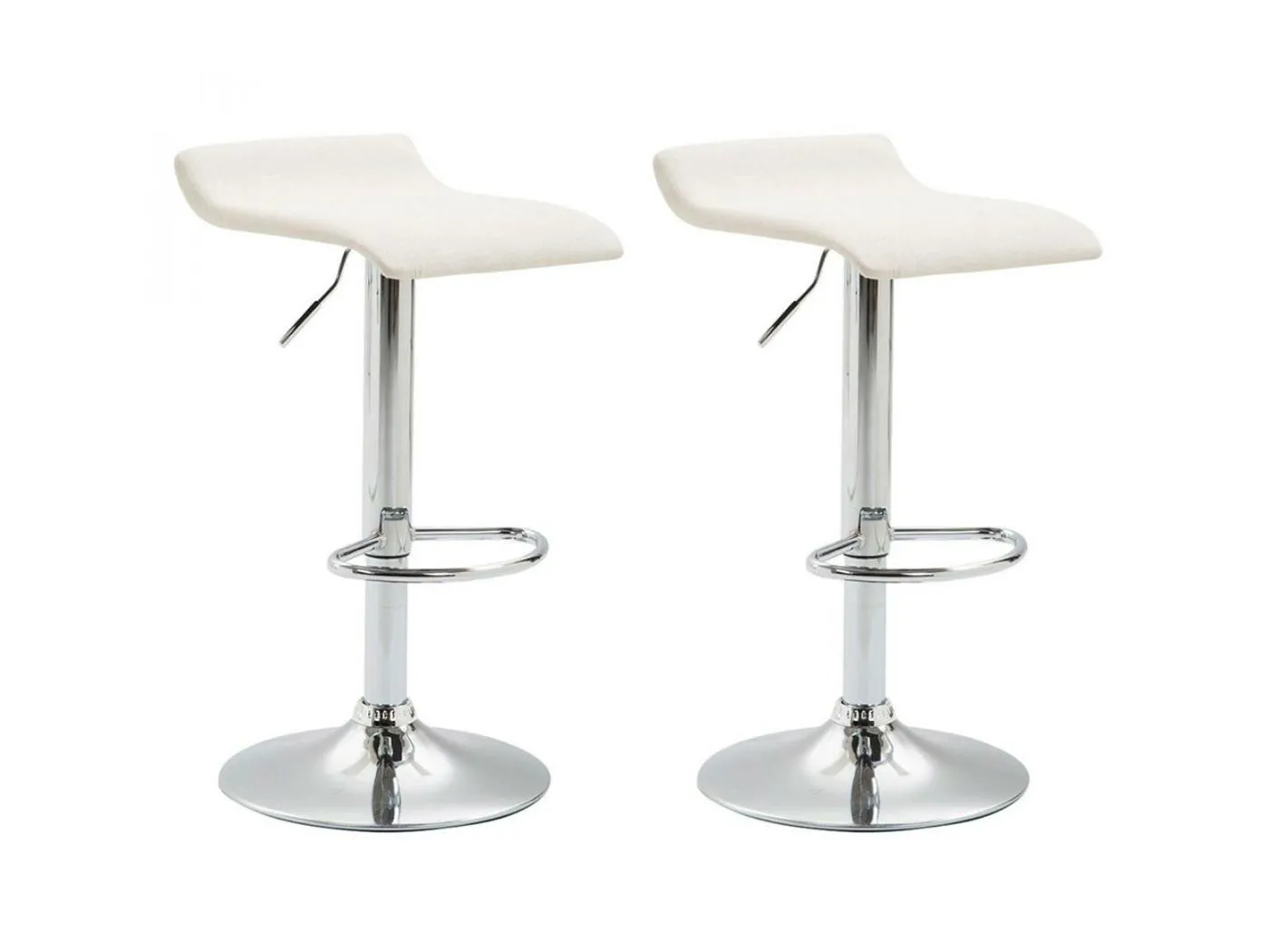 2er Set Barhocker - Stoff & chrom - creme - Dyn V2