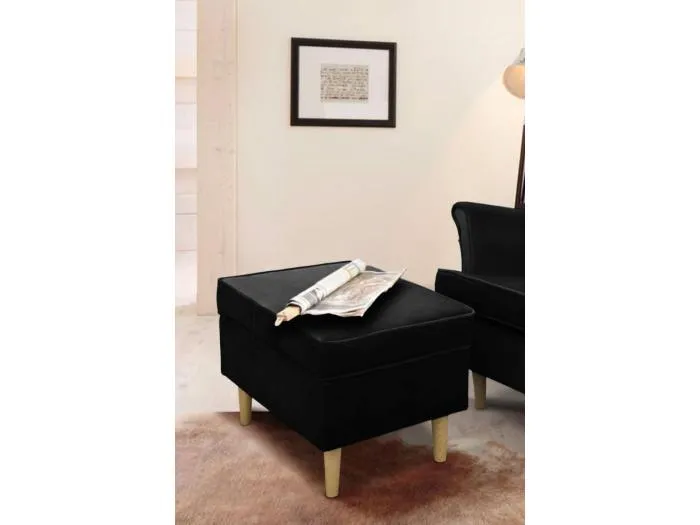 Hocker Teramo IV Fußhocker Wohnzimmer Schlafzimmer (Kronos 07 - schwarz)