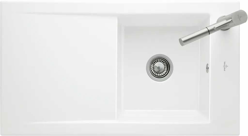 Villeroy & Boch flächenbündiges Küchenspülbecken „Timeline“ 50 flat 865 × 475 × 220 mm in Ivory